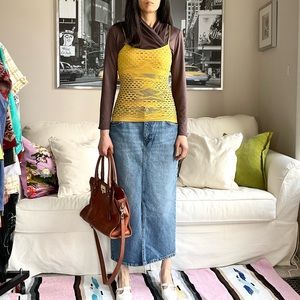 Mustard mesh tank top